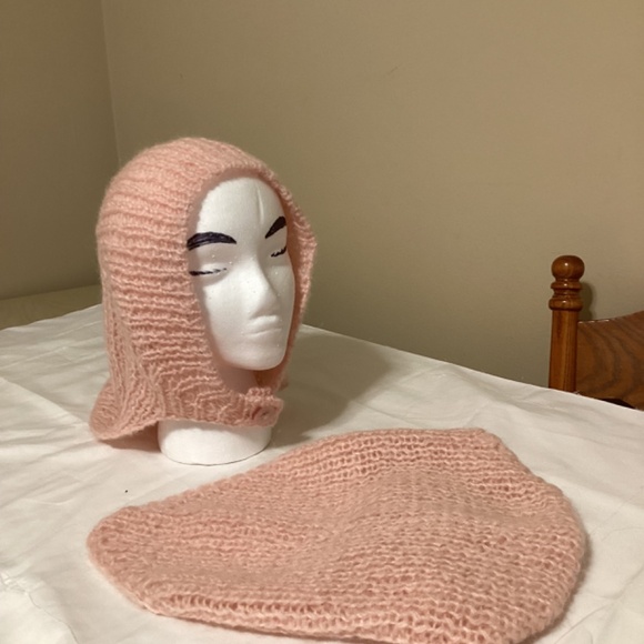 Косынка чепчик бандана модная в этом сезоне вязанная спицами из махера - Picture 2 of 3